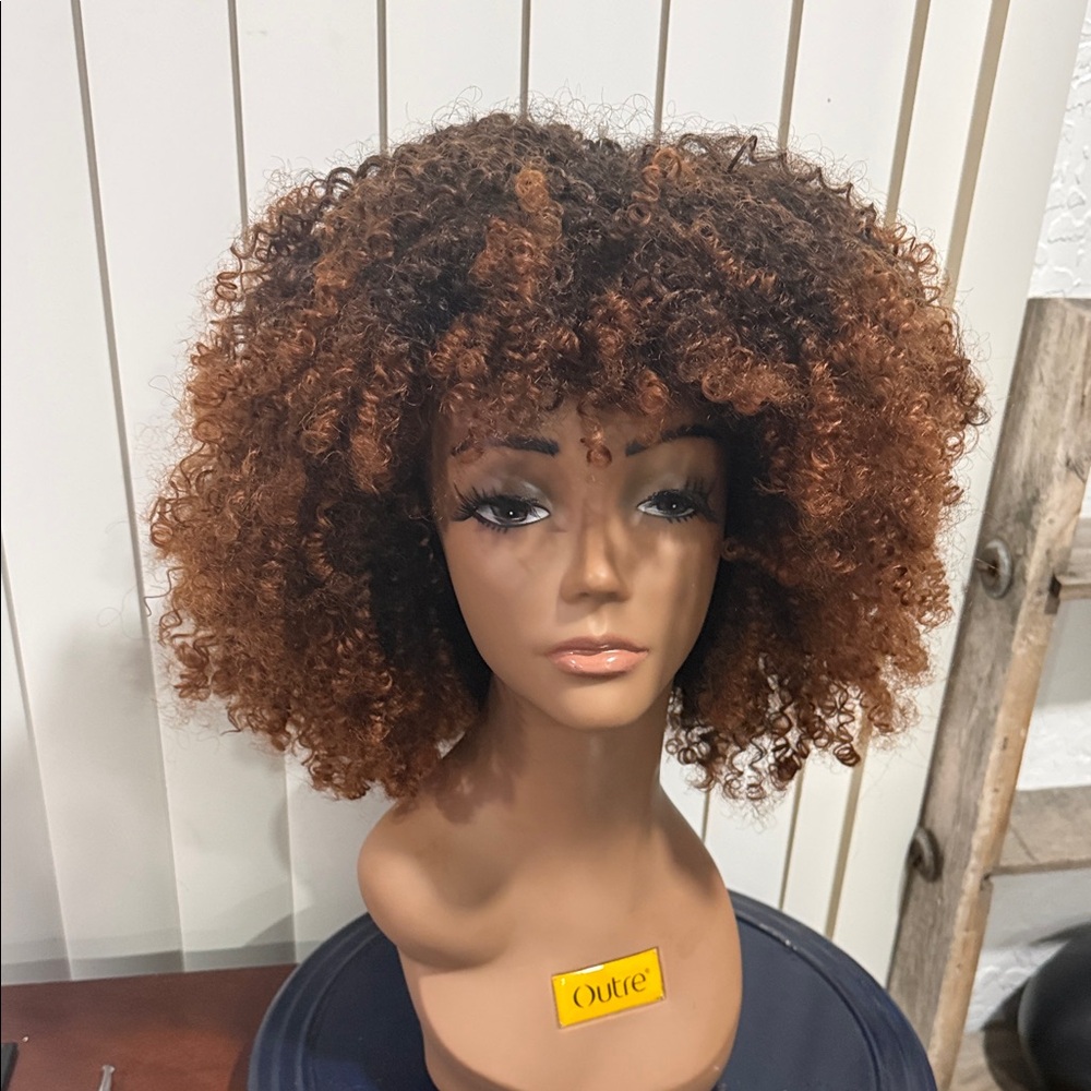 #109 Women's Curly Afro Wig in Ombré Copper Brown